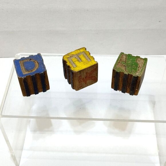 Alphabet Number Wooden Blocks Circa 1950s Play Education Toys Brand Unknown VTG - Picture 4 of 7